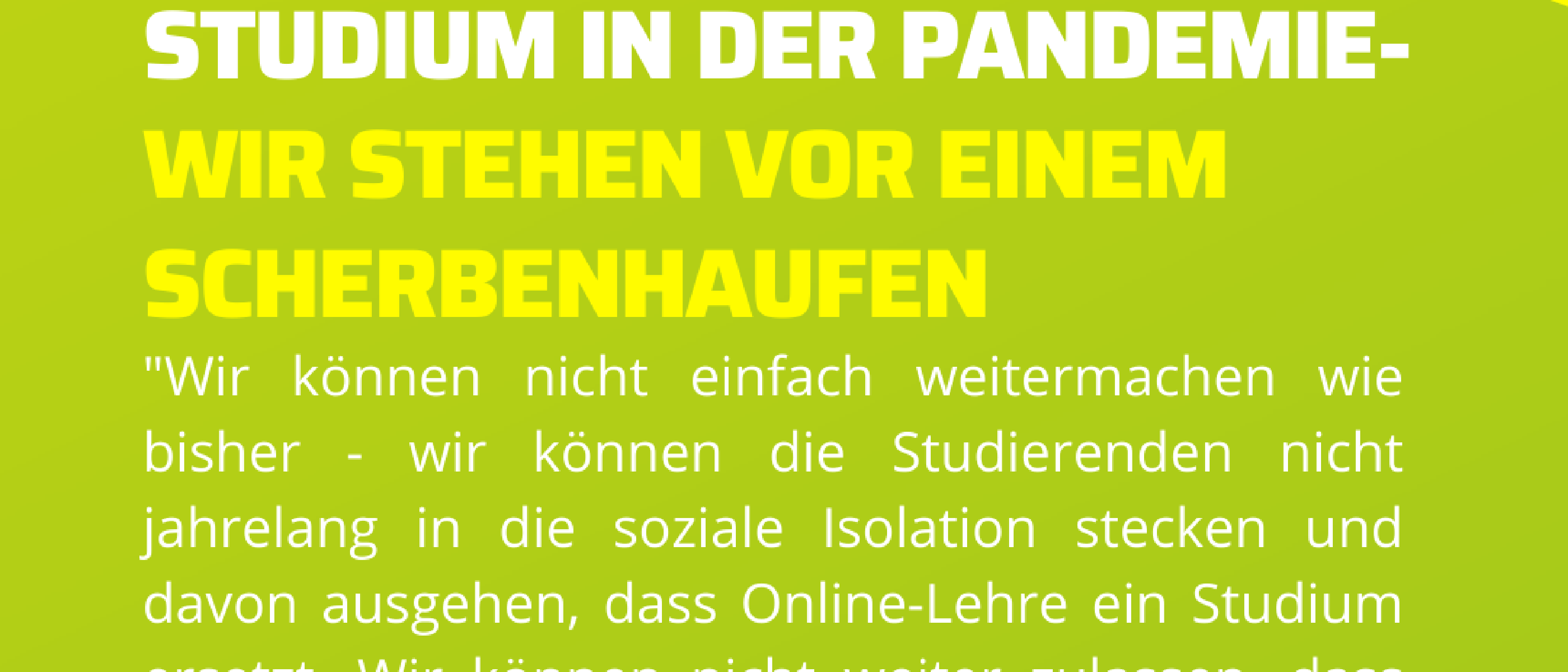 CAMPUSGRÜN- STUDIUM IN DER PANDEMIE