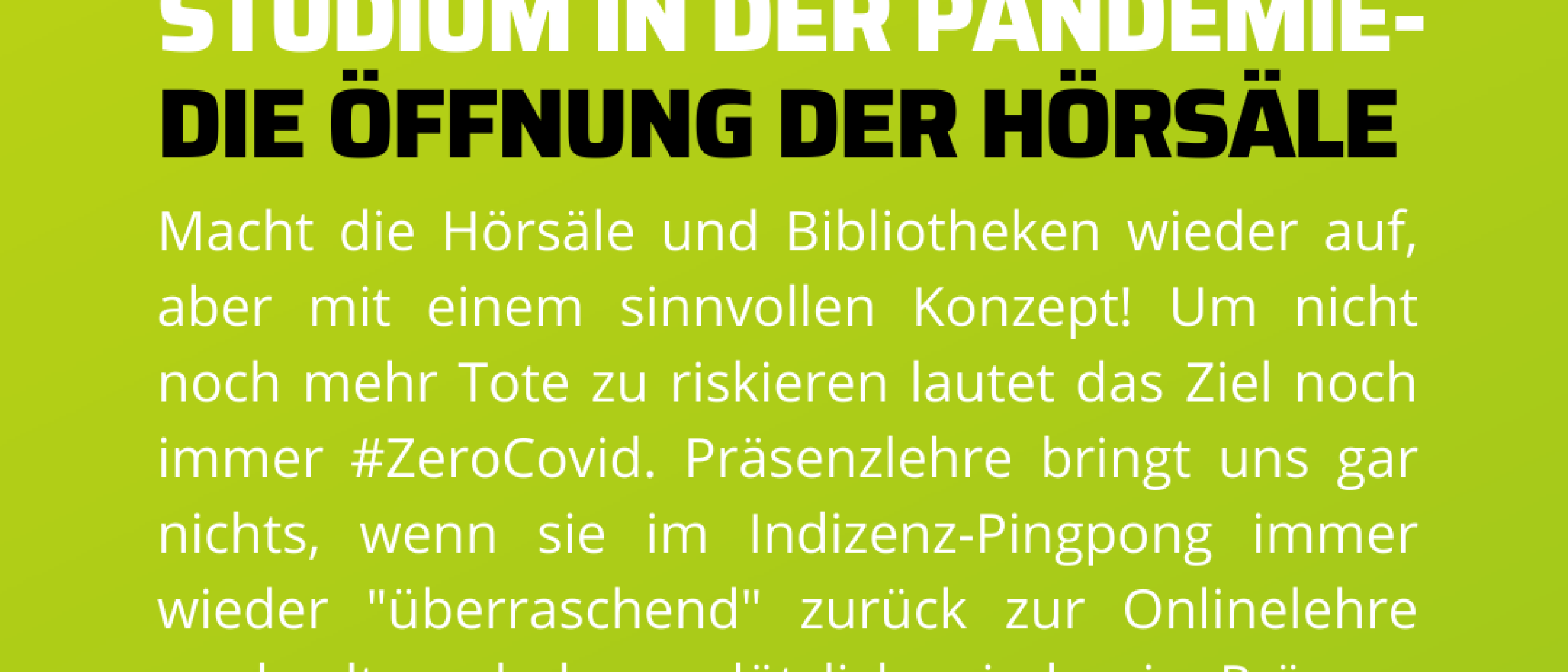 CAMPUSGRÜN- STUDIUM IN DER PANDEMIE