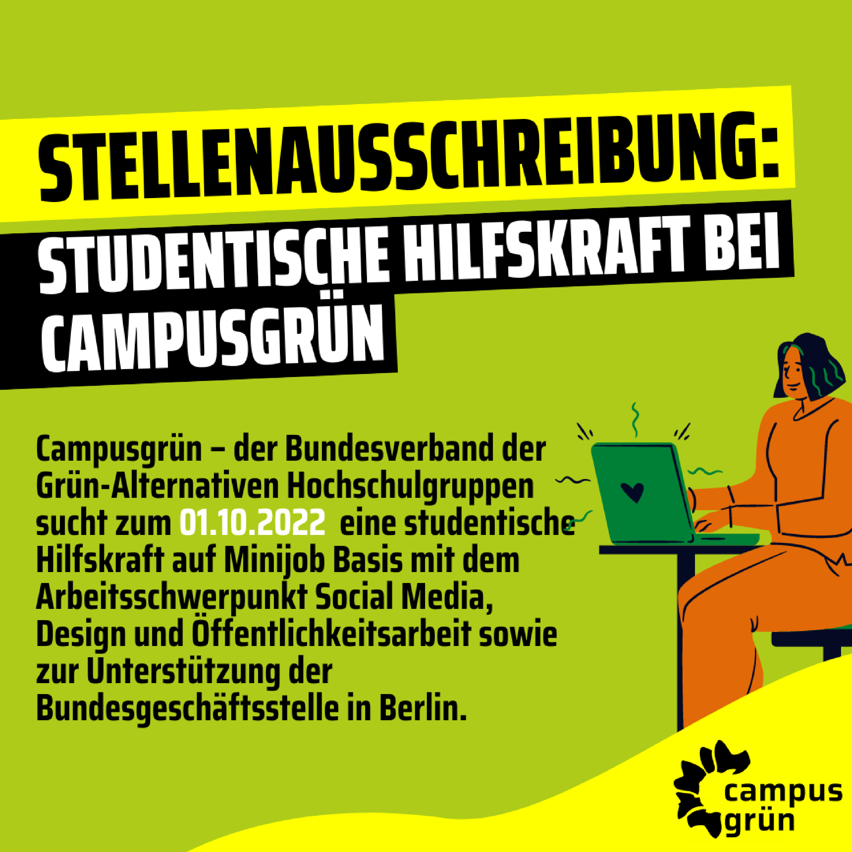 Campusgrün sucht Mitarbeiter*in für Social Media und Öffentlichkeitsarbeit