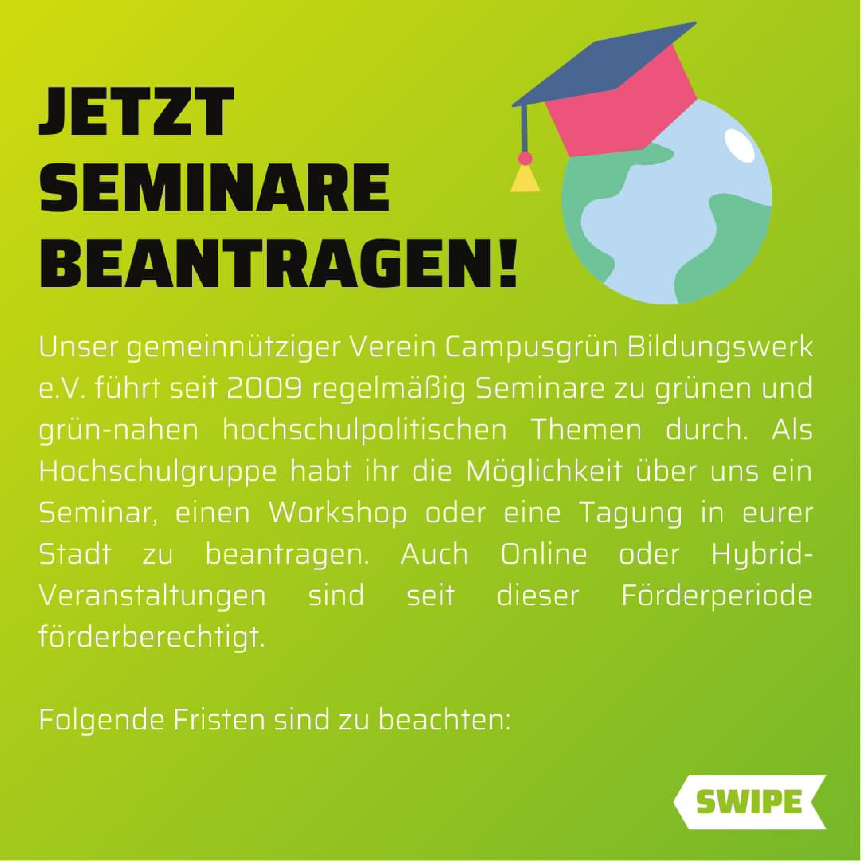 Jetzt Seminare beantragen!